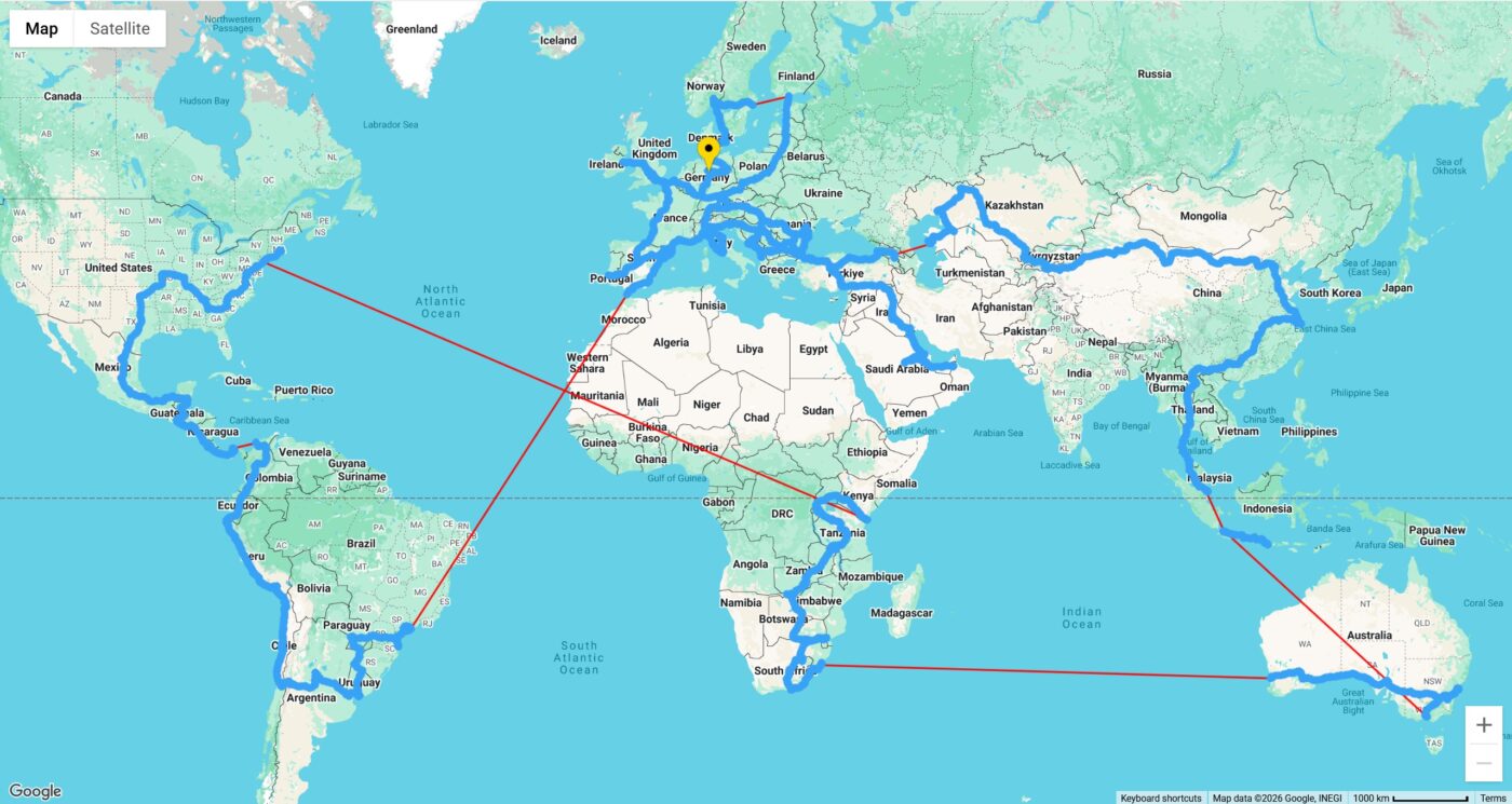 Final tracking map of tour